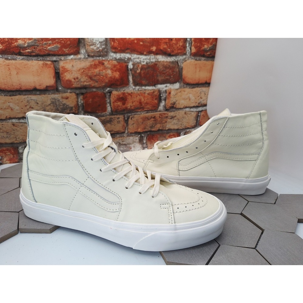 Vans Sk8-Hi Tapered Premium Leather Marshmallow Cream Snow White Men Sz 11 (2020